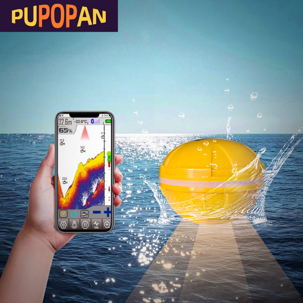 Fishing Depth Finder - PUPOPAN 100M brandneuer Smartphone-Fischfinder Sonar Bluetooth