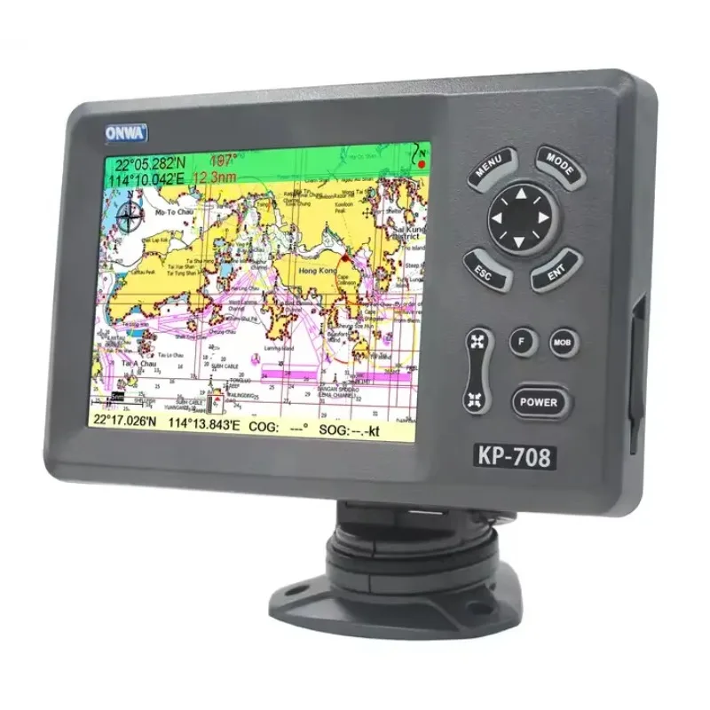 Fish Finder Gps - KP-708 7-Zoll-Marine-GPS-Navigator-Navigationskartenplotter mit bunter externe LCD-GPS-Antenne